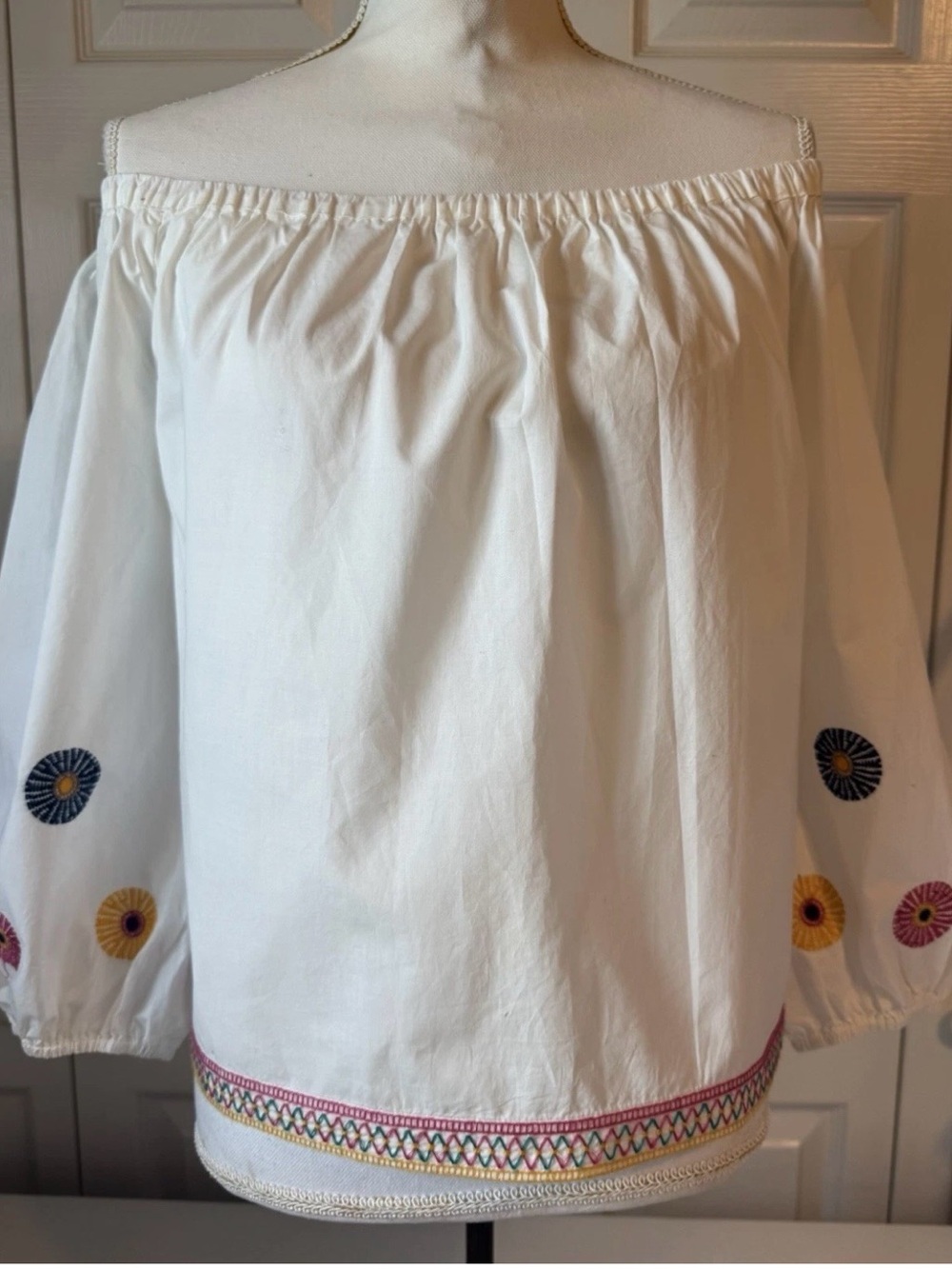 Madewell Off-the-Shoulder
Embroidered Top White Boho NWOT
